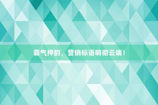 霸气押韵，营销标语响彻云端！